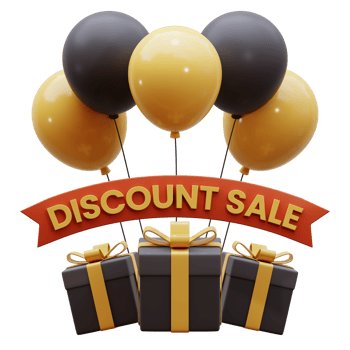 3D render Gift box with balloons. 3D icon render of discount sale with package and balloons. 3D gift box with balloons isolated. png
