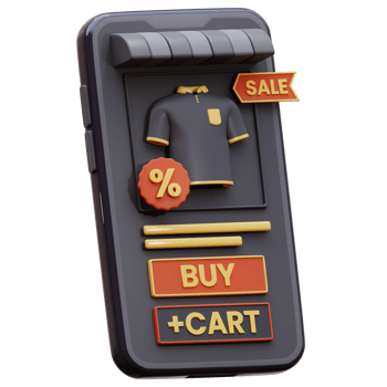 3D concept of online shopping on social media apps. 3D Online store preview on mobile phone. 3D Minimal online shopping on smartphone application service. png