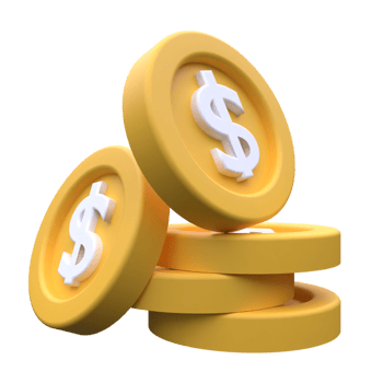 unique 3d rendering dollar coin icon simple.Realistic vector illustration png
