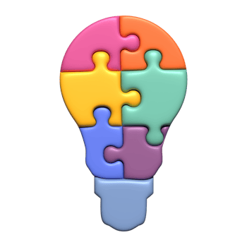 3d illustration of piece jigsaw bulb idea icon business concept png