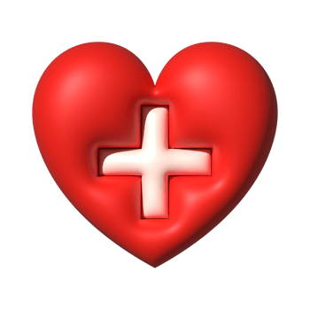 Medical 3d symbol with red heart and plus hospital healthcare concept png