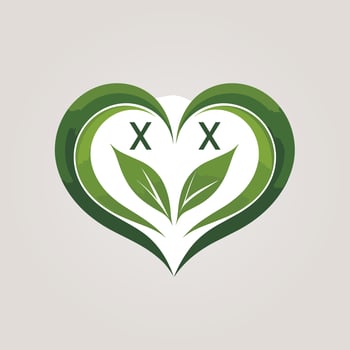 AI generated Virtual try-on and customization service filled color initial logo idea. Sustainable fashion industry. Letters inside heart shape. Graphic design vector