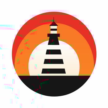 AI generated Software engineering service filled colorful logo. Reliability business value. Lighthouse simple illustration. Design element. Ai art for corporate branding vector