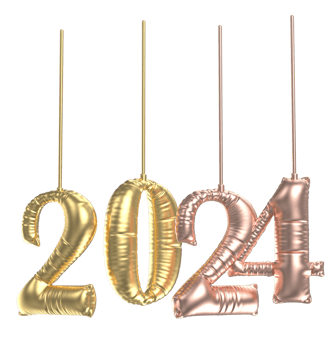 Happy New Year Number 2024 3d Render png