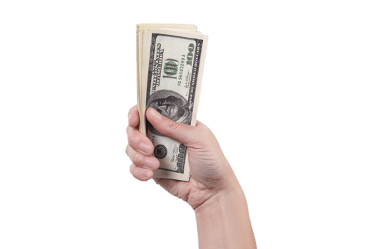 Stack of money in a hand isolated on transparent background png