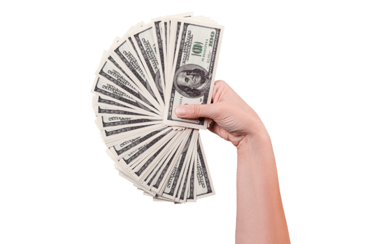 Fan of money in a hand isolated png transparent background