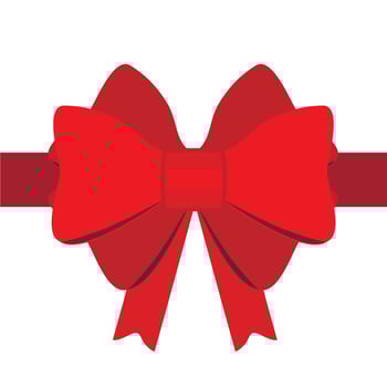 Red gift bow icon with ribbons for decorating gifts, surprises for holidays. Packing presents icon vector
