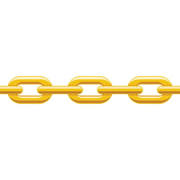 Metal golden chain isolated on white background. Vector illustration