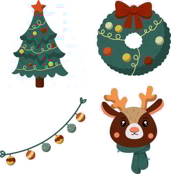 Cute Christmas Element Set Illustration vector