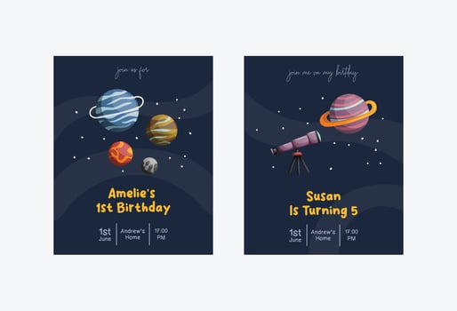 galaxy birthday invitation vector