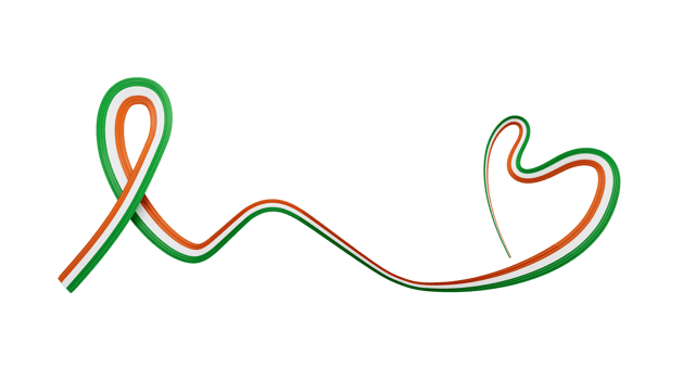 Irish flag heart shaped ribbon. 3d illustration png
