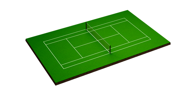 3d illustration of a tennis court with perspective png