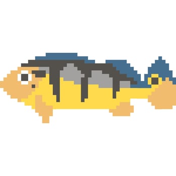 Fish cartoon icon in pixel style vector