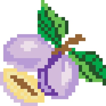 Plum cartoon icon in pixel style vector