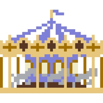 Carousel cartoon icon in pixel style vector