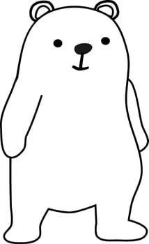 polar bear cartoon. line art simple drawing. vector