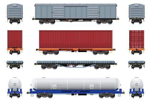 Various Freight Car, Train Cargo Wagons vector