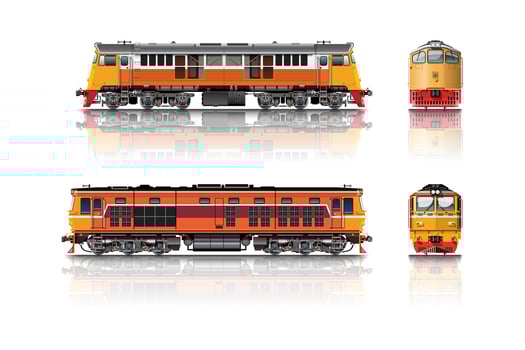 Diesel-electric Locomotive Side and Front View vector