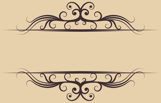 Brown vintage lines for decorating text on greeting cards. vector