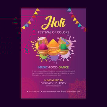 Holi Festival invitation card template vector
