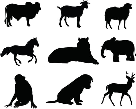 Animals silhouette design on a white background vector