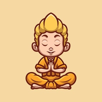 Kids Monk Cartoon Illustration vector