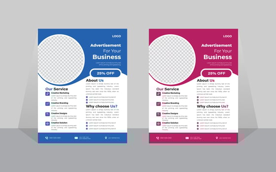 Modern  Business Flyer Design, Two Color, Vector Template