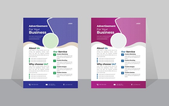 Modern  Business Flyer Design, Two Color, Vector Template