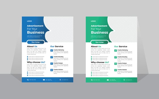 Modern  Business Flyer Design, Two Color, Vector Template