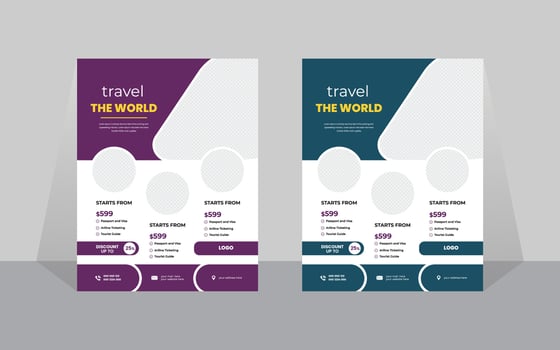 Travel business promotion flyer design vector