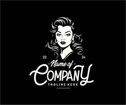 vector classic pin up girl logo, vintage illustration