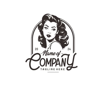 vector classic pin up girl logo, vintage illustration