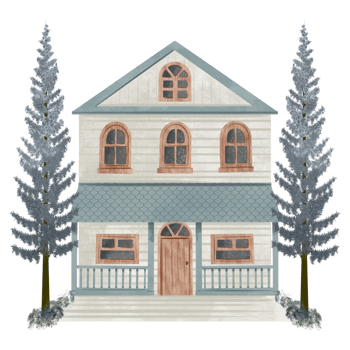 Watercolor Hand Drawn Farmhouse png