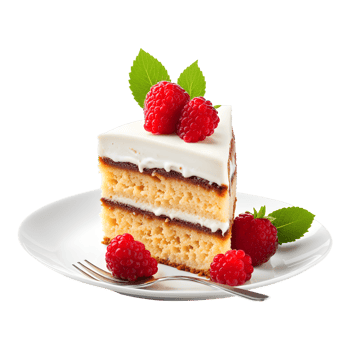 AI generated Cake with Strawberry on Plate Isolated on Transparent Background png
