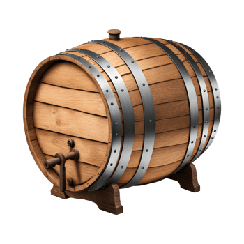AI generated Old Wooden Barrel Isolated on a Transparent Background png