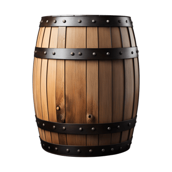 AI generated Old Wooden Barrel Isolated on a Transparent Background png