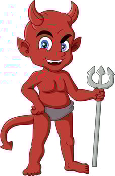 Cute red devil cartoon on white background vector
