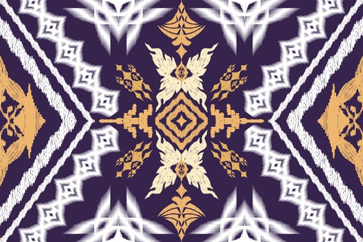 Ikat ethnic aztec embroidery style.Figure Geometric oriental traditional art pattern.Design for ikat background,wallpaper,fashion,clothing,wrapping,fabric,element,sarong,graphic,vector illustration. vector