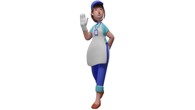 3D illustration. Chief Nutrition Officer 3D cartoon character. Chief of staff was going around and reviewing his team's work. Friendly chief nutrition officer waves at everyone. 3D cartoon character png
