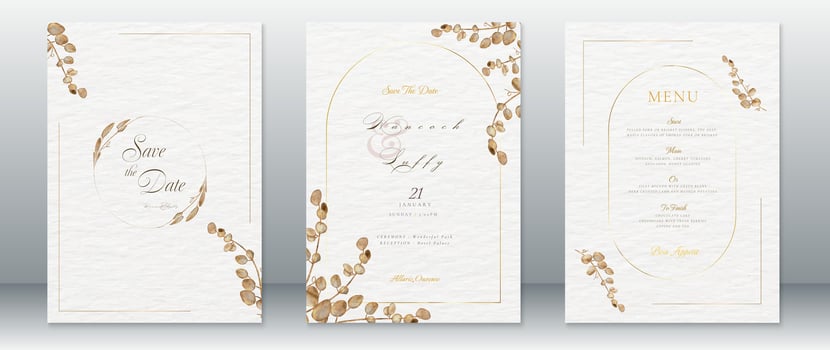 Wedding invitation card template nature design vector