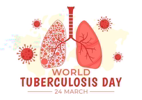 World Tuberculosis Day Vector Illustration on March 24 with Lungs and Bacteria to TB Awareness and Medical in Healthcare Flat Cartoon Background
