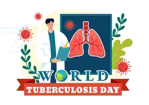 World Tuberculosis Day Vector Illustration on March 24 with Lungs and Bacteria to TB Awareness and Medical in Healthcare Flat Cartoon Background