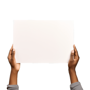 AI generated Man holding an empty placard isolated on transparent background png