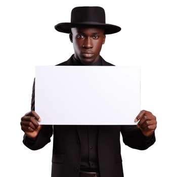 AI generated Man holding an empty placard isolated on transparent background png
