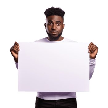 AI generated Man holding an empty placard isolated on transparent background png