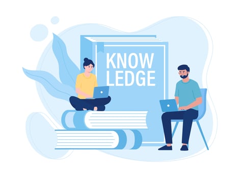 people study online and gain knowledge concept flat illustration vector