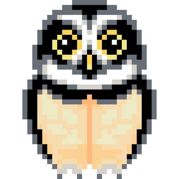 Owl cartoon icon in pixel style vector