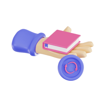 3d return book with transparent background, library 3d icon set png
