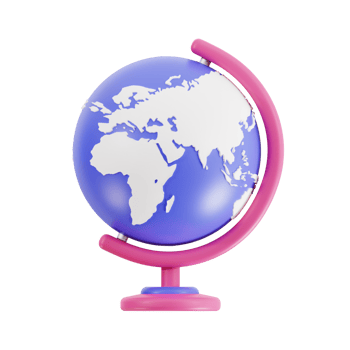 3d table globe with transparent background, library 3d icon set png
