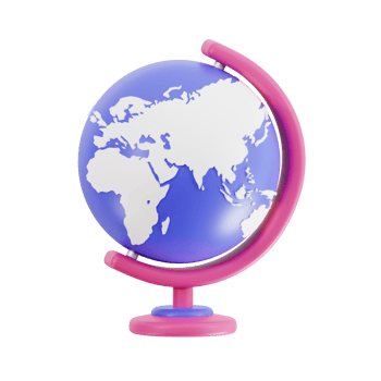 3d table globe with transparent background, library 3d icon set png